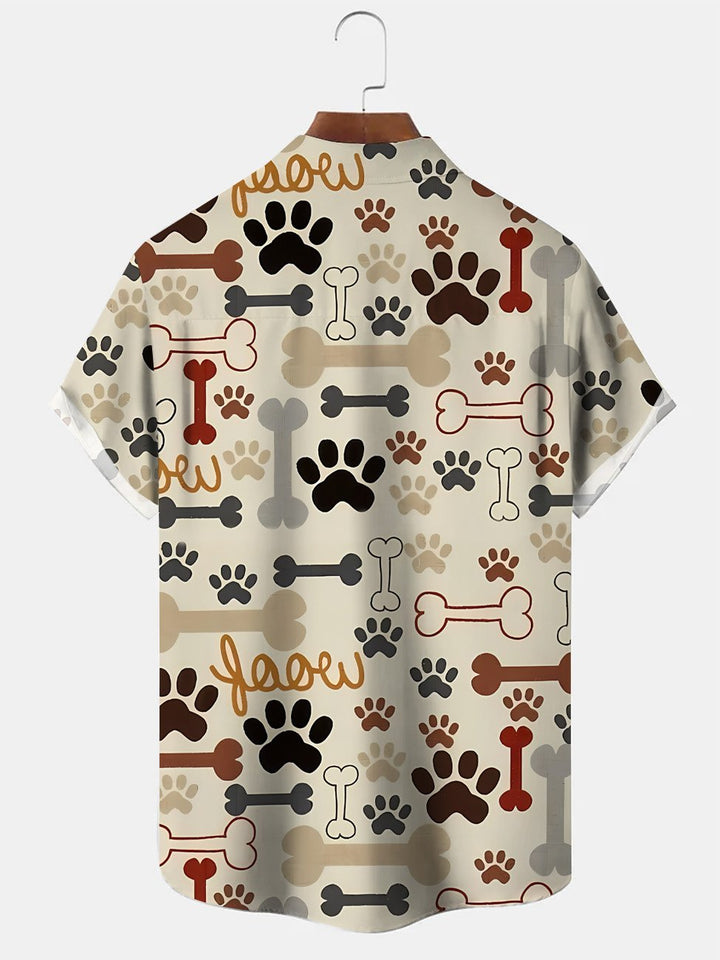 Alohadaddy Summer Animal Puppy Men Button Pocket Casual Vacation Shirt