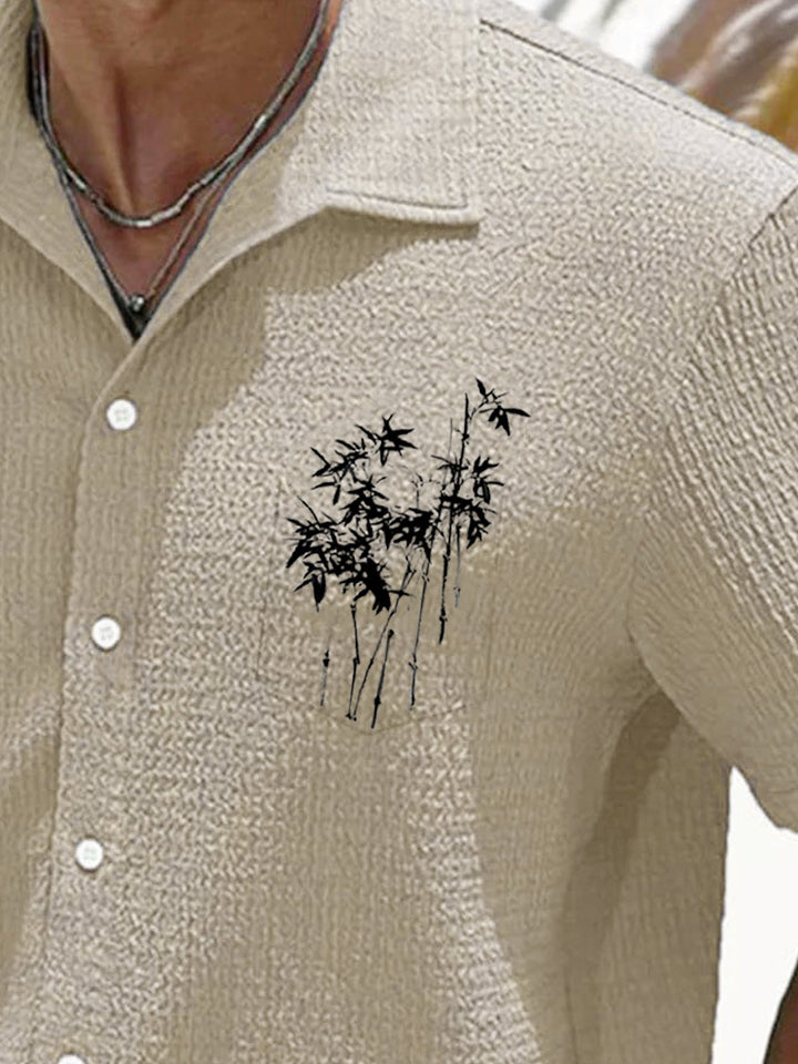Camisa informal de verano con botones y bolsillos de bambú para hombre de Alohadaddy