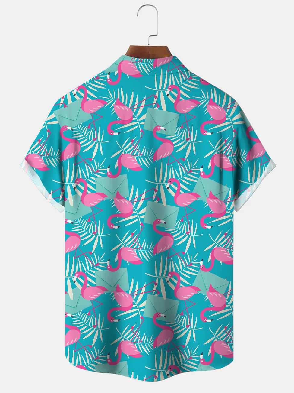 Camisa informal con bolsillos y botones para hombre con diseño de flamencos de verano de Alohadaddy