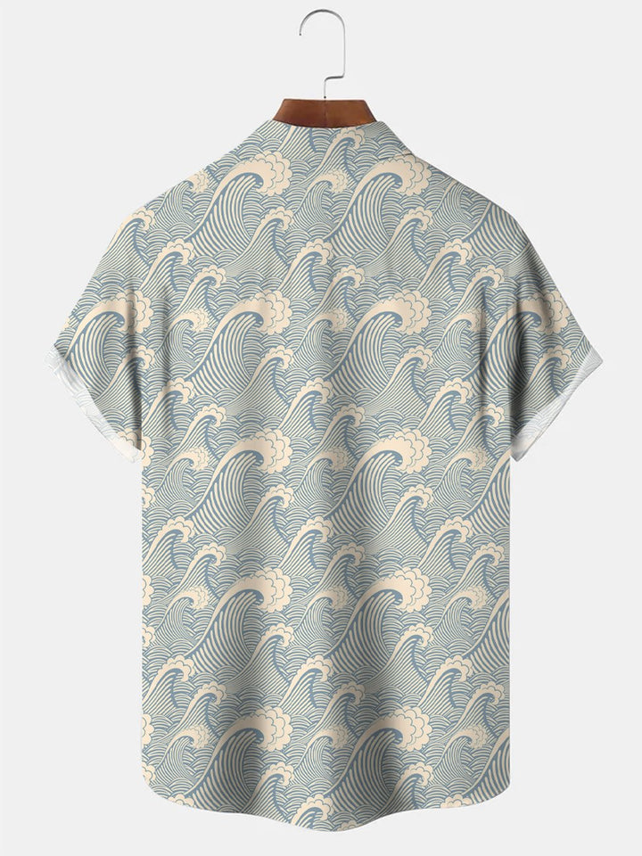 Camisa informal con bolsillos y botones para hombre Summer Wave de Alohadaddy