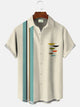 Alohadaddy Summer Geometric Stripes Men's 50S Bowling Commuter Casual Short Sleeve Shirt