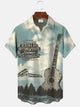 Alohadaddy Summer Retro Music Guitar Men's Casual Pocket Button Short Sleeve Shirt