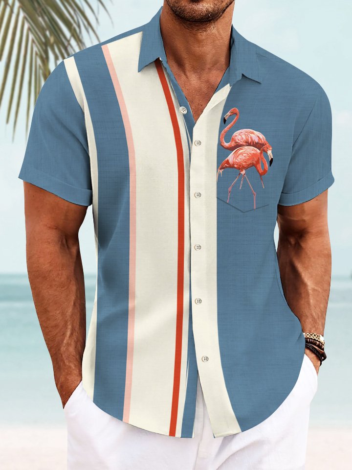 Alohadaddy Summer Flamingo Stripe Men&