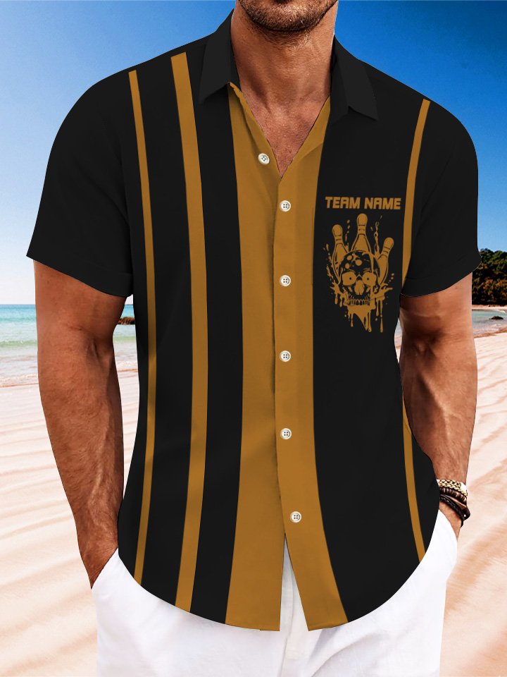 Alohadaddy Summer Geometric Stripes Bowling Men&