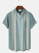 Alohadaddy Summer National Geometric Pattern Men's 50S Bowling Commuter Button Pocket Leisure Vacation Short Sleeve Shirt