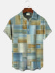 Alohadaddy Summer Ethnic Retro Geometric Pattern Men's 5 Button Pocket Casual Vacation Short Sleeve Shirt