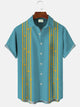 Camisa informal de manga corta con bolsillos y botones para vacaciones de verano para hombre, estilo años 50, con rayas geométricas de Alohadaddy