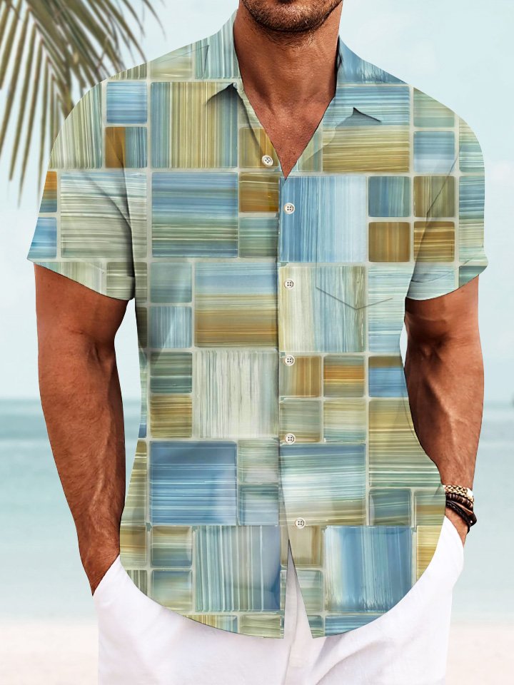 Alohadaddy Summer Ethnic Retro Geometric Pattern Men&