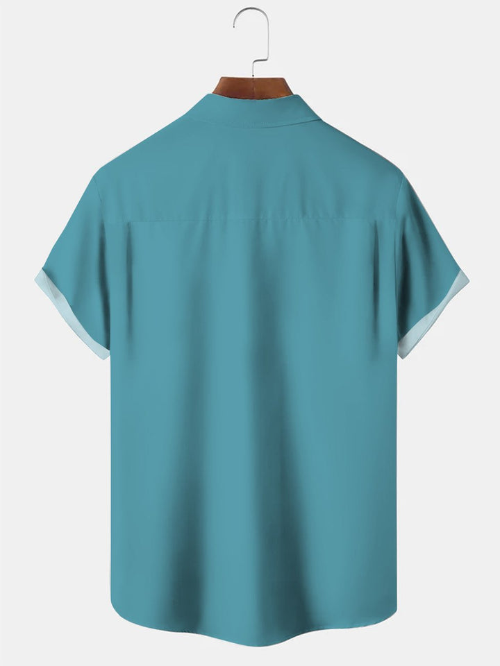 Camisa informal de manga corta con bolsillos y botones para vacaciones de verano para hombre, estilo años 50, con rayas geométricas de Alohadaddy