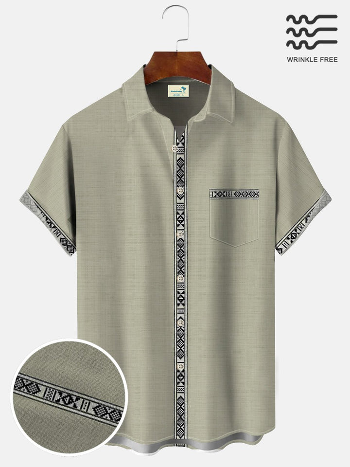 Camisa de manga corta con bolsillo abotonado para hombre, estilo informal, de verano, para vacaciones, estilo bolos, de los años 50, con estampado nacional de Alohadaddy