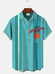 Alohadaddy Summer Stripes Music Sunset Men's 50S Bowling Commuter Button Pocket Short Sleeve Shirt