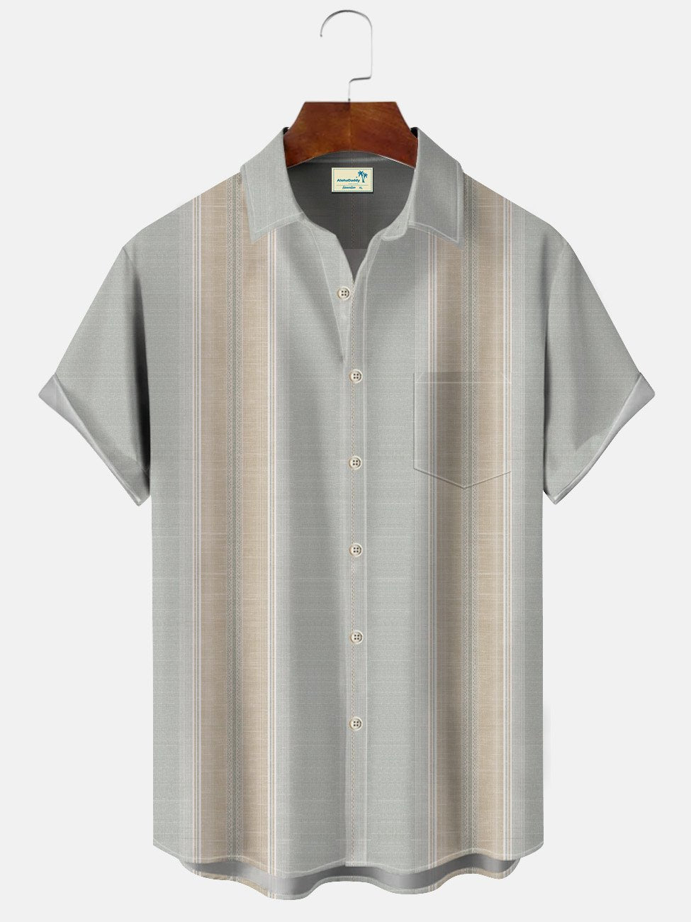 Camisa de manga corta con bolsillos y botones para hombre, estilo informal, estilo bolos, estilo retro, con estampado nacional, de los años 50, de Alohadaddy
