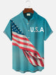 Alohadaddy Vintage Flag USA Mens Button Pocket Mens Casual Vacation Short Sleeve Shirt