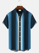 Alohadaddy Gradient Stripes Men's 50S Bowling Commuter Button Pocket Men's Casual Short Sleeve Shirt