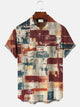 Camisa casual de manga corta para hombre con bolsillo abotonado y diseño geométrico retro de Alohadaddy