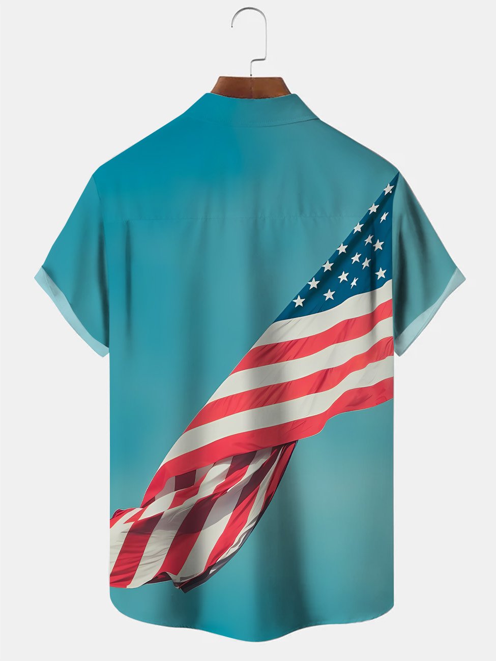 Alohadaddy Vintage Flag USA Mens Button Pocket Mens Casual Vacation Short Sleeve Shirt