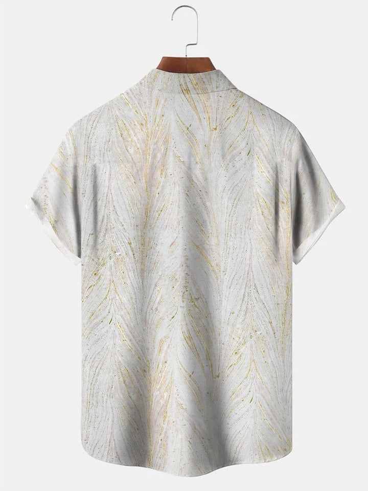 Camisa informal de manga corta con bolsillos y botones para hombre, estilo bolos, estilo años 50, con rayas geométricas y hojas de Alohadaddy