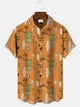 Alohadaddy Coconut Tree Stone Statue Mask Retro Men's Pocket Button Casual Vacation Short Sleeve Shirt