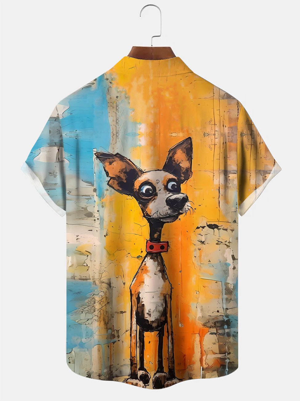 Alohadaddy Animals Funny Animals Dog Oil Painting Art Men Pocket Buttons Casual Short Sleeve Shirt