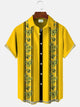 Alohadaddy Geometric Stripes Contrast Color Flower Men's Button Pocket 50S Bowling Casual Short Sleeve Shirt