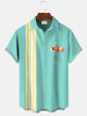Alohadaddy Stripe Text Retro 50s Men Button Pocket 50S Bowling Casual Short Sleeve Shirt