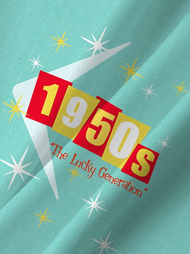 Camisa de manga corta informal de bolos de los años 50 con bolsillo y botones para hombre con texto a rayas de Alohadaddy