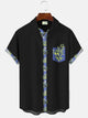 Alohadaddy Stripe Partial Color Contrast Flower Men Button Pocket 50S Bowling Casual Short Sleeve Shirt