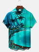 Alohadaddy Vintage Coconut Tree Stone Statue Men's Button Pocket Casual Short Sleeve Shirt