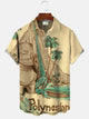 Alohadaddy Retro Stone Beach Men's Button Pocket Casual Short Sleeve Shirt