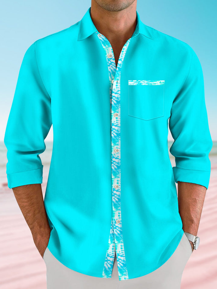 Camisa informal de manga larga para hombre, estilo años 50, con bolsillos y botones, con flores de colores fluorescentes, para ir al trabajo y jugar a los bolos