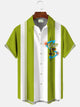Alohadaddy Geometric Stripes Wine Glass 3D Art Men Pocket Button 50S Bowling Commuter Short Sleeve Shirt