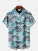 Alohadaddy Wave Retro Men's Pocket Button Casual Vacation Short Sleeve Shirt