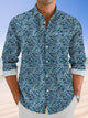 Alohadaddy Vintage Geometric Stripe Mens Button Pocket Casual Long Sleeve Shirt