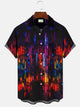 Alohadaddy Retro Geometric Pattern Men's Button Pocket Casual Vacation Short Sleeve Shirt