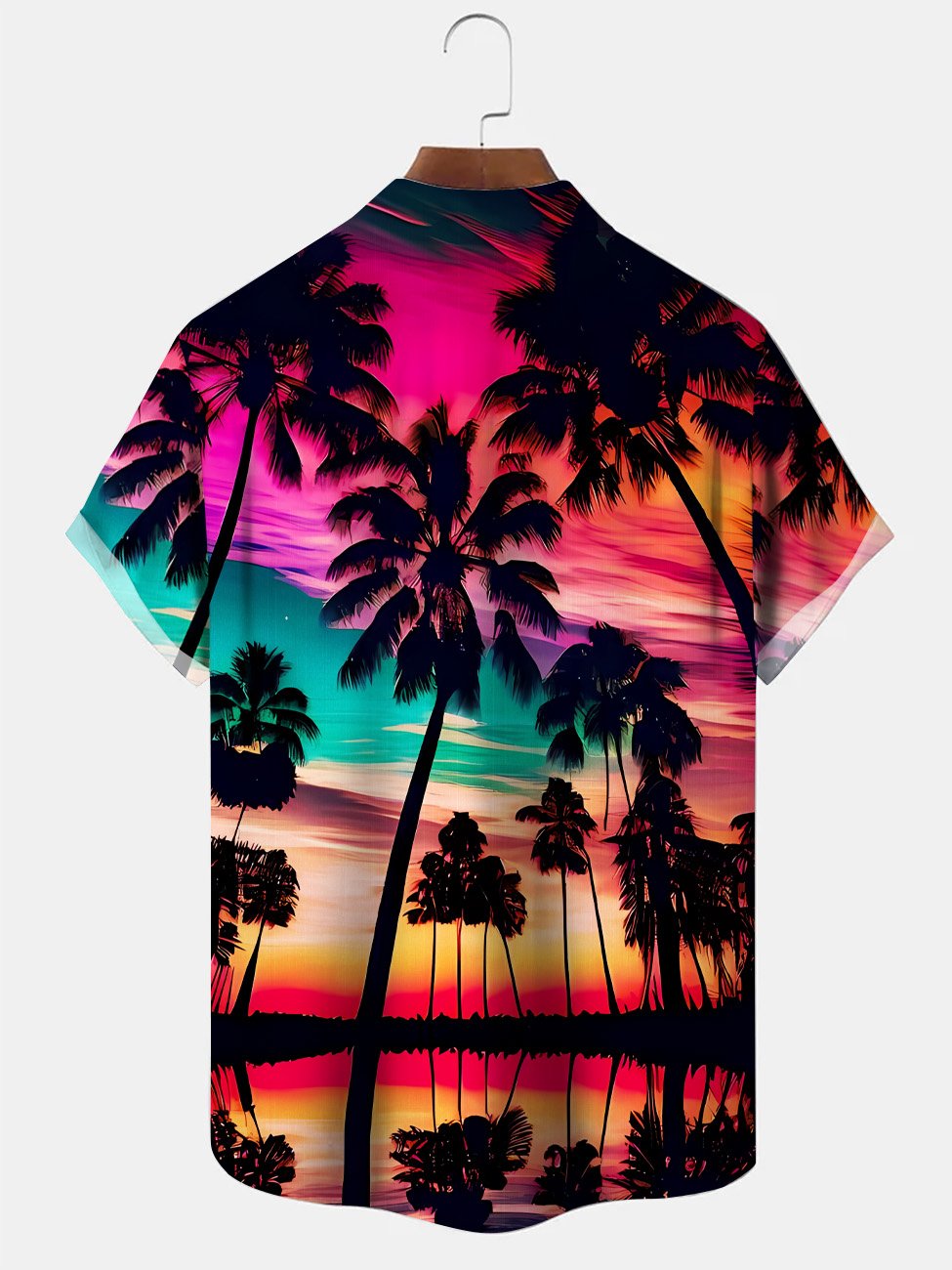 Chemise à manches courtes décontractée avec poche à boutons pour homme Alohadaddy Coconut Tree Beach Sunset