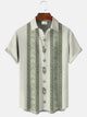 Alohadaddy Flower Ethnic Style Men Pocket Button 50S Bowling Commuter Casual Short Sleeve Shirt