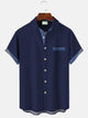 Camisa informal de manga corta para hombre, estilo étnico, con contraste de color, estilo retro, con botones en el bolsillo, para ir a jugar a los bolos y al trabajo, de los años 50, Alohadaddy