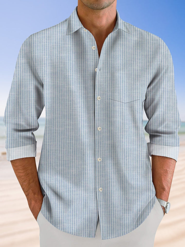 Alohadaddy Geometric Stripes Men Button Pocket 50S Bowling Commuter Casual Short Sleeve Shirt