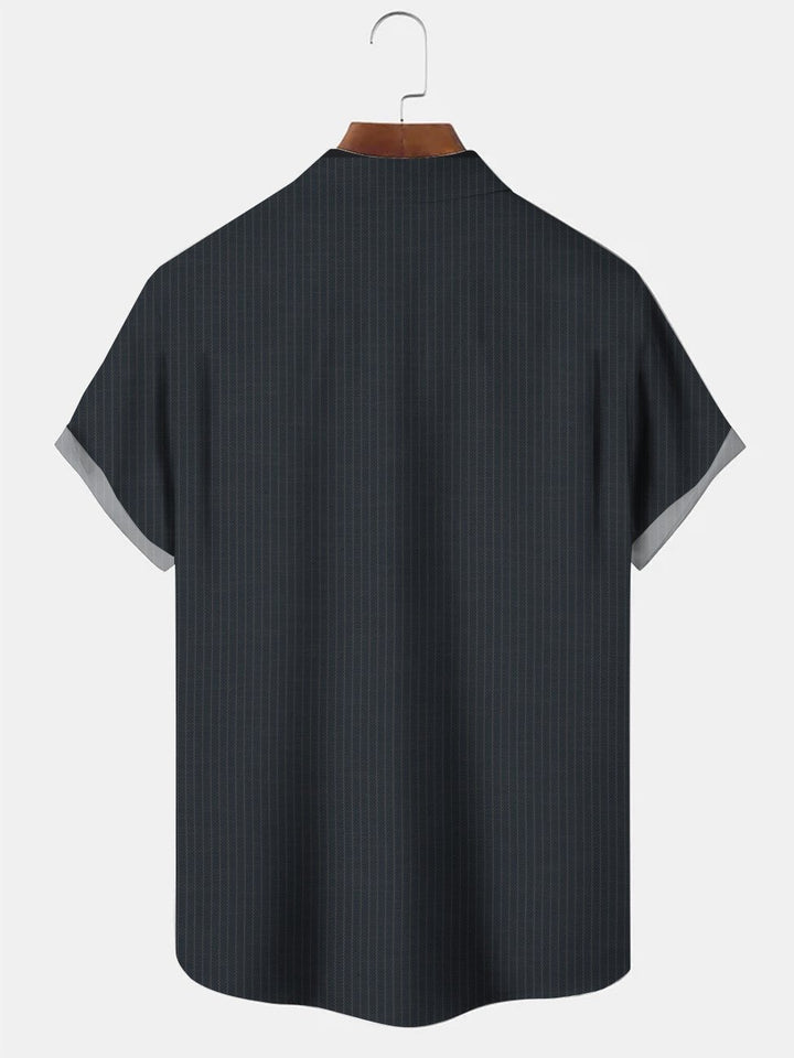 Camisa informal de manga corta para hombre, estilo años 50, con bolsillos y botones, diseño de árbol de coco y rayas geométricas de Alohadaddy