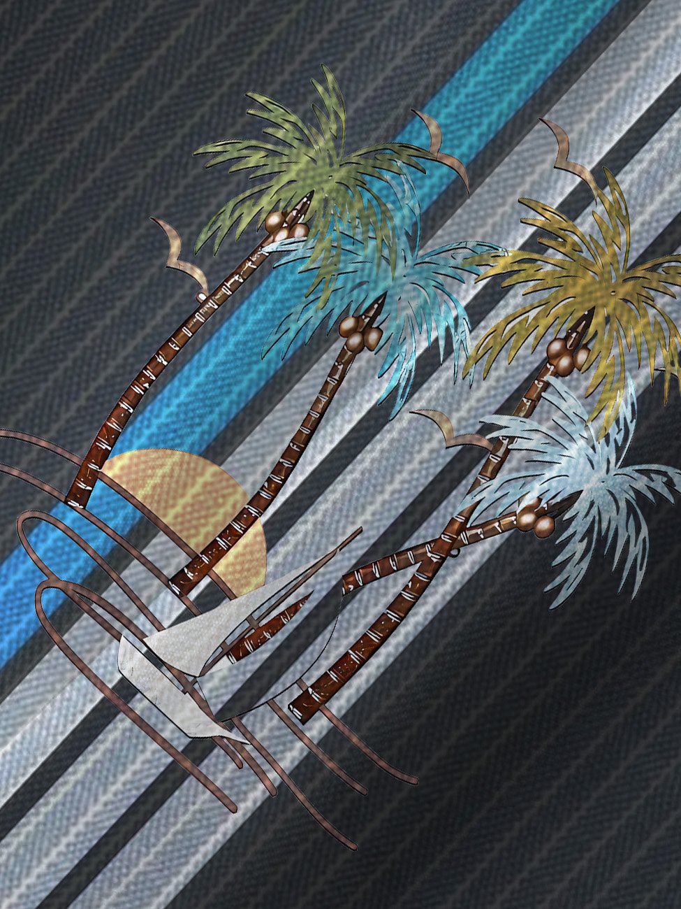 Camisa informal de manga corta para hombre, estilo años 50, con bolsillos y botones, diseño de árbol de coco y rayas geométricas de Alohadaddy