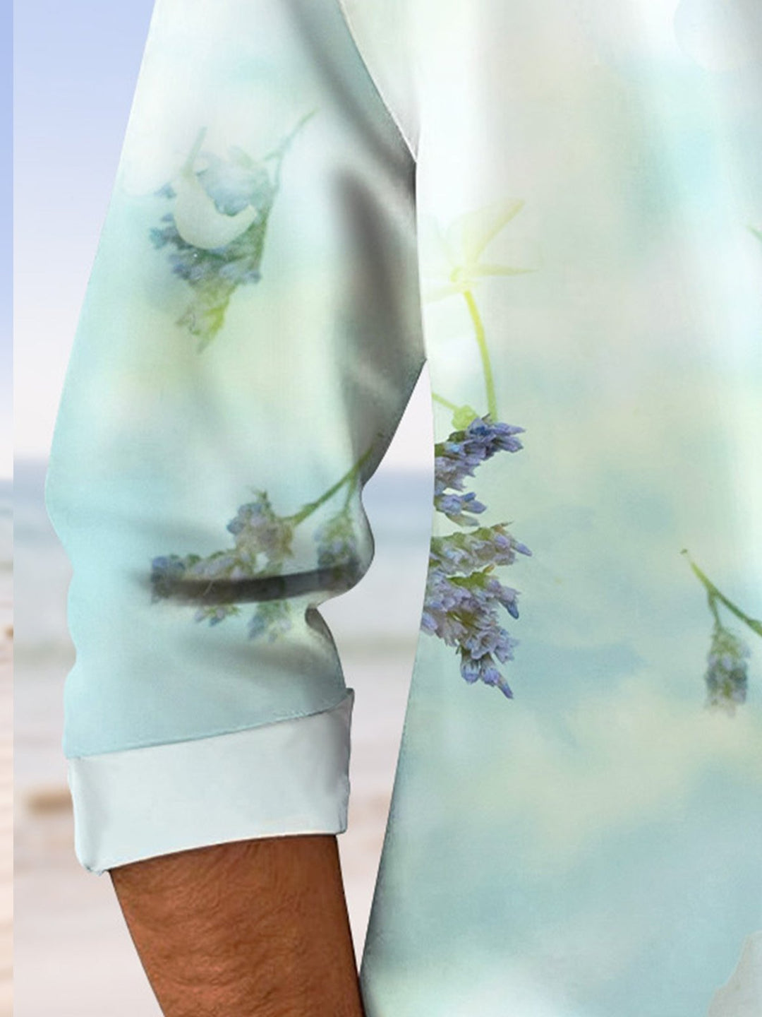 Camisa de manga larga informal con botones y bolsillos para hombre con diseño floral degradado estilo vintage de Alohadaddy