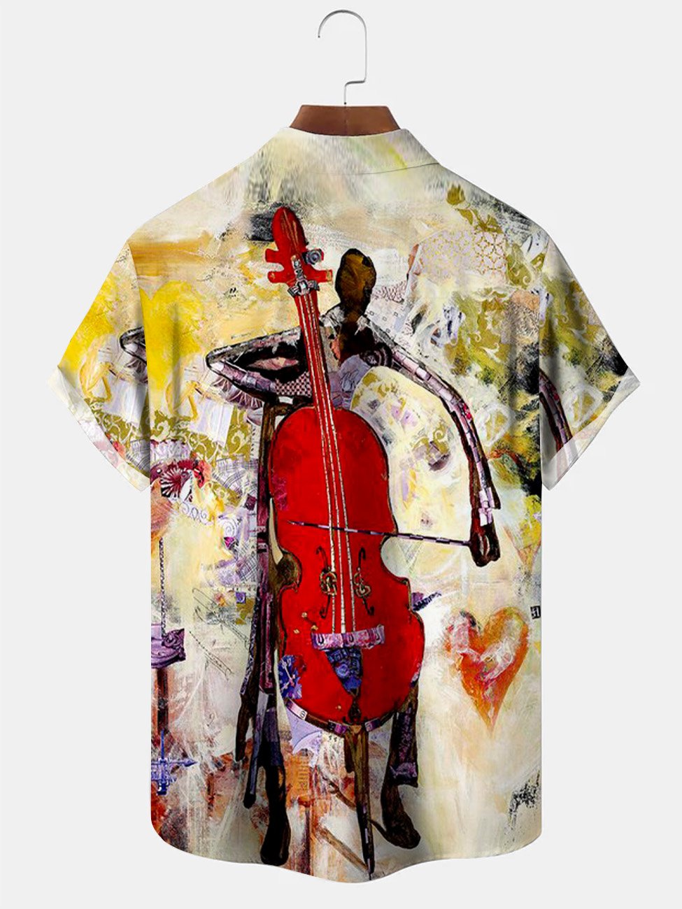 Chemise à manches courtes décontractée à boutons avec poche pour homme, motif peinture à l&