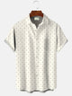 Alohadaddy Geometric Polka Dot Men's Pocket Button Casual Short Sleeve Shirt