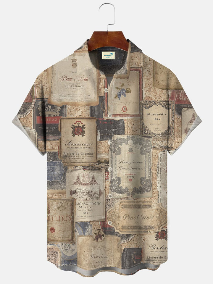Camisa informal de manga corta con botones y bolsillo para hombre, con estampado geométrico vintage de Alohadaddy