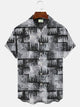 Alohadaddy Geometric Pattern Vintage Men's Button Pocket Casual Vacation Short Sleeve Shirt