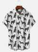Alohadaddy Animal Dog Men Button Pocket Casual Vacation Short Sleeve Shirt