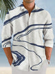 Alohadaddy Retro Geometric Stripes Men's Button Pocket Casual Resort Long Sleeve Shirt