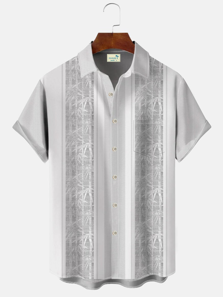 Camisa informal de manga corta para hombre, estilo años 50, con bolsillos y botones, estilo bolos, de Alohadaddy Plant Bamboo