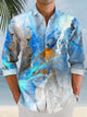 Alohadaddy Print Abstract 3D Stereo Geometric Men's Button Pocket Casual Long Sleeve Shirt