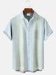 Alohadaddy Plant Geometric Pattern Men's Button Pocket Casual 50S Bowling Commuter Short Sleeve Shirt